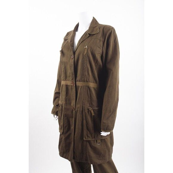 Vintage Johnny Was Womens 2PC Oversized Army Field Jacket L Cargo Joggers Sz 6 - Picture 7 of 12